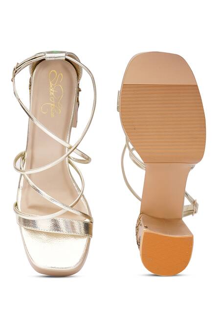 Buy_Sole House_Gold Embroidery, Zari And Dabka Block Heels _Online_at_Aza_Fashions