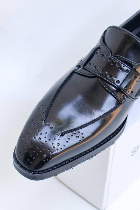 Shop Shradha Hedau Footwear Couture Black Lucus Brogue Detail Moccasins Online at Aza Fashions Shop_Shradha Hedau Footwear Couture_Black Lucus Brogue Detail Moccasins _Online_at_Aza_Fashions
