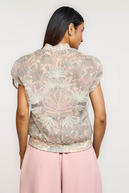 Ott The Sheer Floral Bomber Jacket 