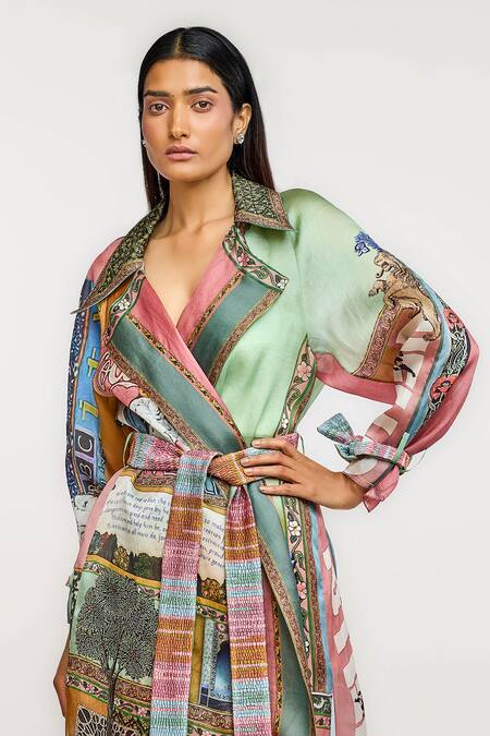 Shop_Ott_Silk Singh Twins Trench Coat _Online_at_Aza_Fashions