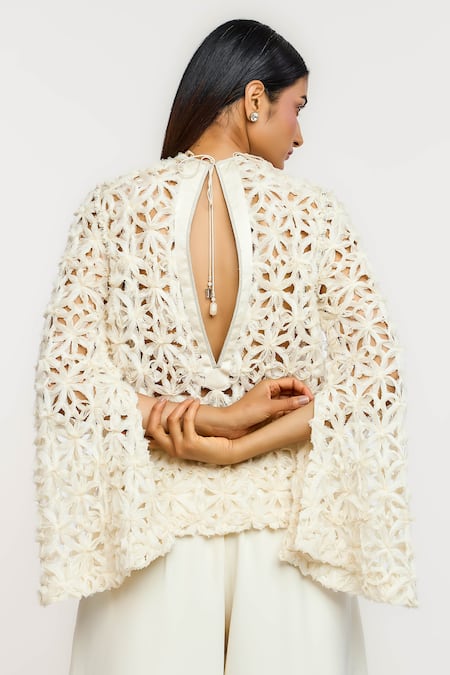 Ott Chiffon Lattice Top 