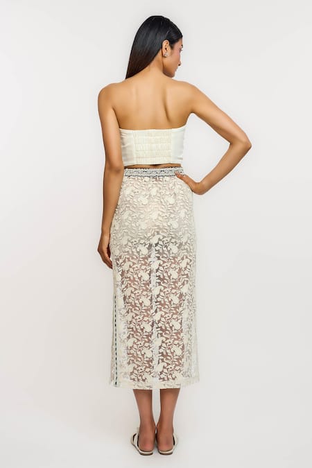 Ott Embroidered Pencil Skirt 