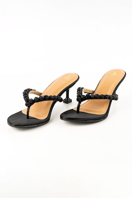 Preet Kaur Black Burano V Strap Heels 