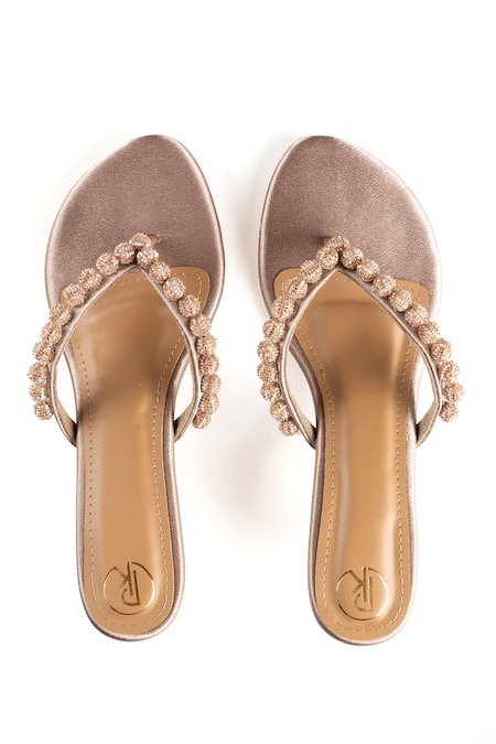 Preet Kaur Champagne Burano V Strap Heels 