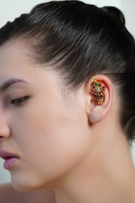 Joules By Radhika Petal Gem Ear Cuff Earrings 