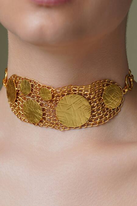 Joules By Radhika Gold Plated Choker Necklace Online at Aza Fashions Joules By Radhika_Gold Plated Choker Necklace _Online_at_Aza_Fashions