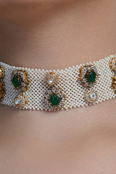 Joules by Radhika Pearl Emerald Bloom Choker 