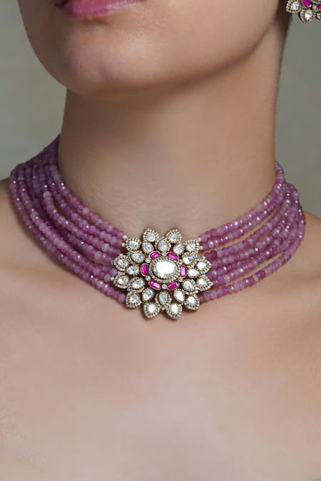 Joules By Radhika Lilac Glow Floral Choker Set