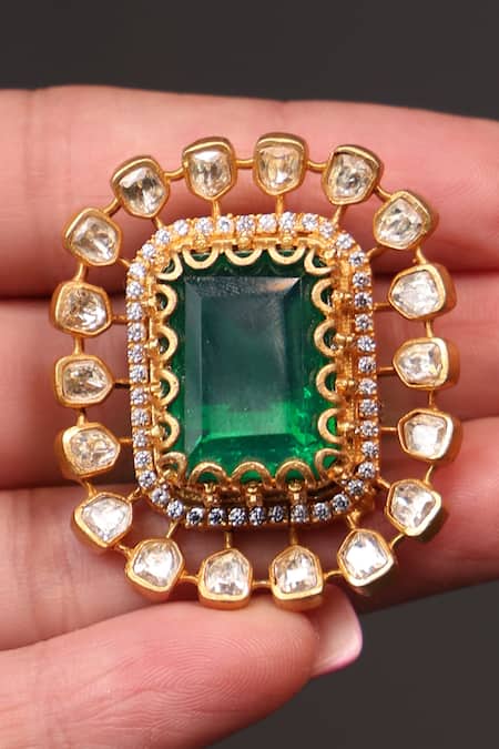 Joules By Radhika Enchanted Emerald Royale Stud Earrings 