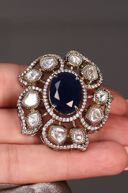 Joules By Radhika Midnight Sapphire Blossom Stud Earrings 