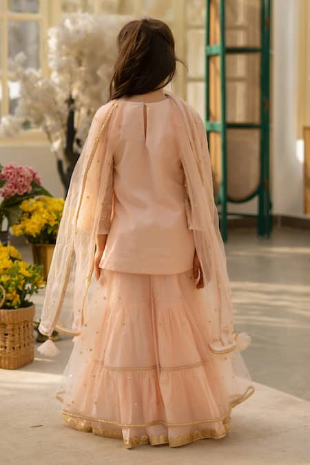 Fayon Kids Floral Embroidered Kurta Sharara Set