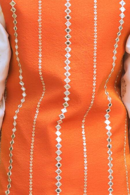 Shop Fayon Kids White Cotton, Tissue, Organza Embroidery, Mirrors Work Bundi Kurta Set Online at Aza Fashions Shop_Fayon Kids_White Cotton, Tissue, Organza Embroidery, Mirrors Work Bundi Kurta Set _Online_at_Aza_Fashions