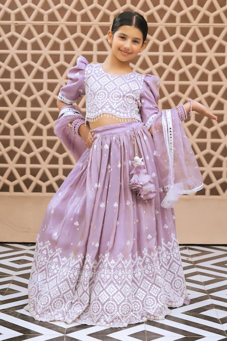 Fayon Kids Lilac Bloom Lehenga Set 
