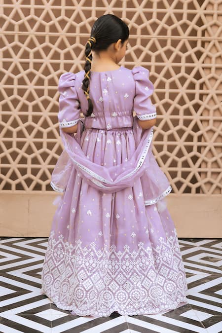 Fayon Kids Lilac Bloom Lehenga Set 