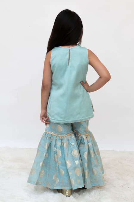 Fayon Kids Floral Embroidered Kurta With Sharara 