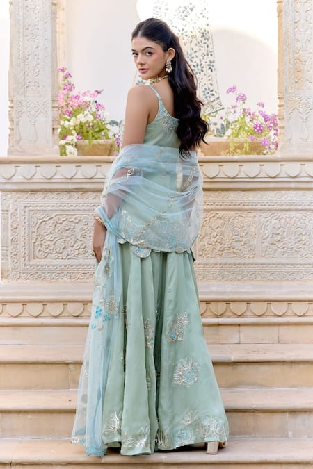 Osaa By Adarsh Sage Embroidered Short Kurta Sharara Set 