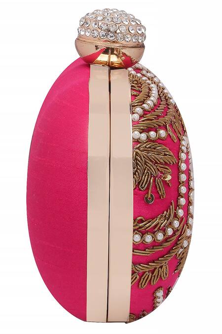 Buy_Nazaakat By Samara Singh_Pink Pearls, Embroidery, Rhinestones, Sequins And Clutch_Online_at_Aza_Fashions
