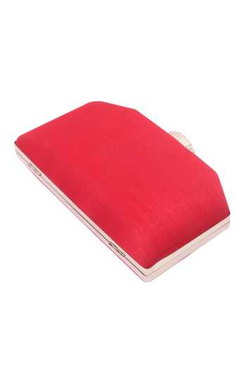 Buy_Nazaakat By Samara Singh_Red Embroidery, Pearls, Stones Floral Clutch With Sling _Online_at_Aza_Fashions
