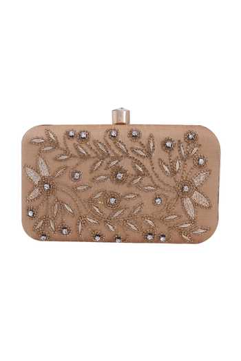 Buy_Nazaakat By Samara Singh_Gold Beads, Crystals, Embroidery Floral And Stone Embellished Clutch _Online_at_Aza_Fashions