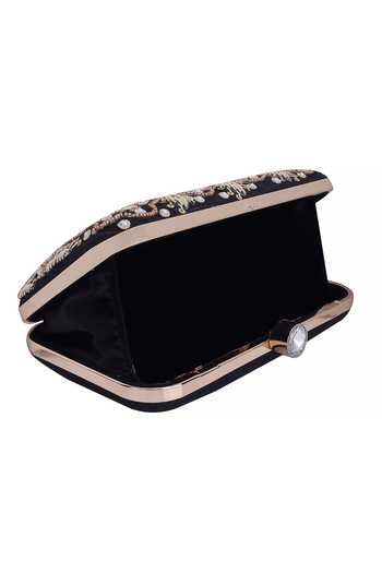 Nazaakat By Samara Singh Black Sequins, Beads, Stones Embroidered Clutch Bag With Sling Online at Aza Fashions Nazaakat By Samara Singh_Black Sequins, Beads, Stones Embroidered Clutch Bag With Sling _Online_at_Aza_Fashions