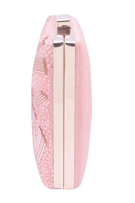 Nazaakat By Samara Singh_Pink Beads Geometric Embellished Clutch With Detachable Sling_Online_at_Aza_Fashions