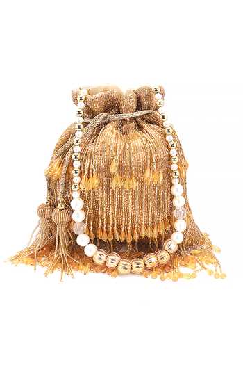 Nazaakat By Samara Singh Beaded Fringe Potli Bag 