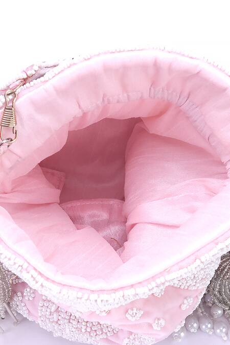 Nazaakat By Samara Singh_Pink Beads, Tassels Beaded Embroidered Potli Bag With_Online_at_Aza_Fashions