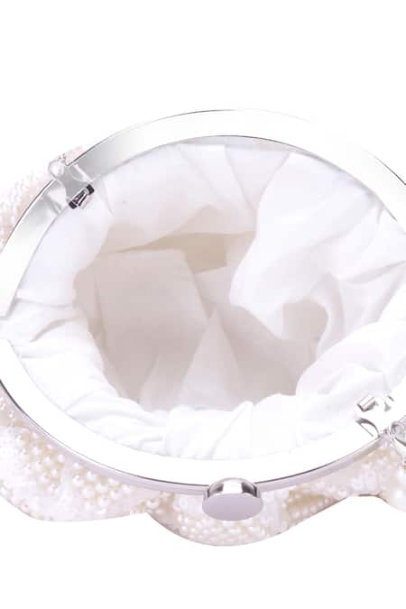Buy_Nazaakat By Samara Singh_White Beads, Sequins, Pearls, Tassels And Embellished Batua Bag_Online_at_Aza_Fashions