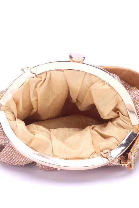 Nazaakat By Samara Singh_Pink Beads, Tassels Beaded Fringe Batua Bag_Online_at_Aza_Fashions