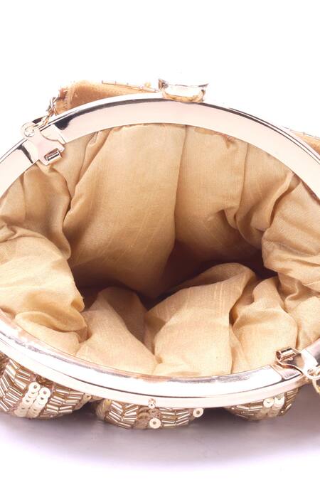 Buy_Nazaakat By Samara Singh_Gold Sequins, Beads, Tassels And Embellished Batua Bag_Online_at_Aza_Fashions