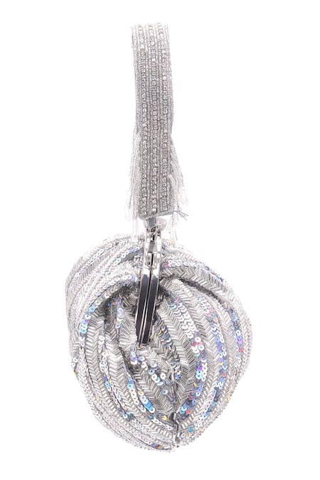 Buy Nazaakat By Samara Singh Silver Sequins, Beads, Tassels And Embellished Batua Bag Online at Aza Fashions Buy_Nazaakat By Samara Singh_Silver Sequins, Beads, Tassels And Embellished Batua Bag _Online_at_Aza_Fashions
