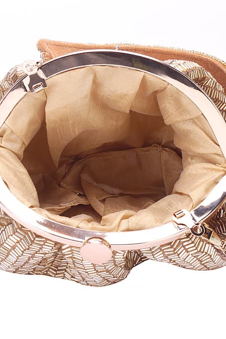 Shop_Nazaakat By Samara Singh_Gold Beads, Pearls, Stones Beaded And Embellished Batua Bag_Online_at_Aza_Fashions