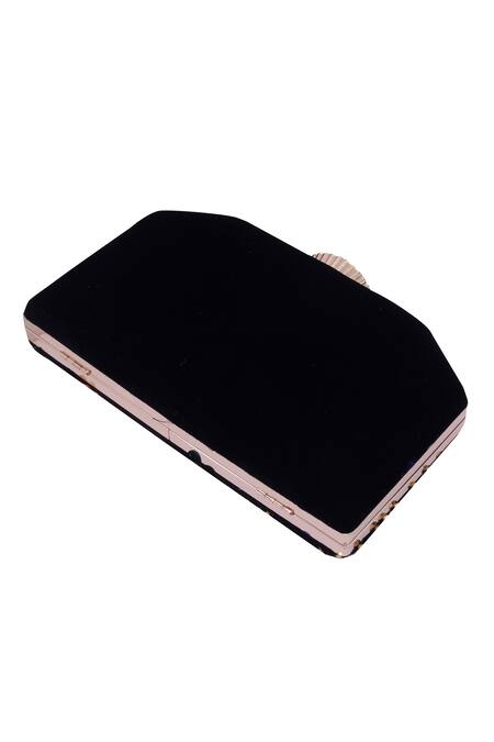 Buy_Nazaakat By Samara Singh_Black Sequins, Beads, Crystals, Stones Multi Floral And Embellished Clutch _Online_at_Aza_Fashions