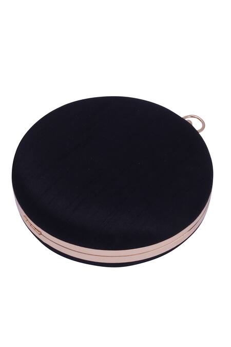 Buy_Nazaakat By Samara Singh_Black Embroidery, Beads, Sequins Round Clutch Bag _Online_at_Aza_Fashions