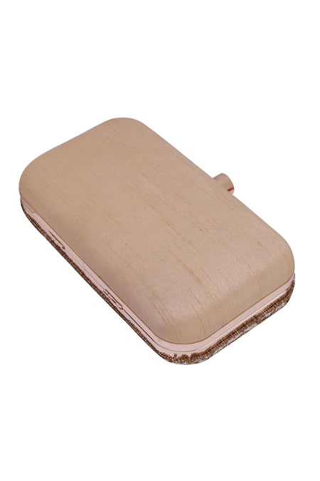 Buy_Nazaakat By Samara Singh_Gold Mirrors, Beads And Embellished Silk Clutch _Online_at_Aza_Fashions