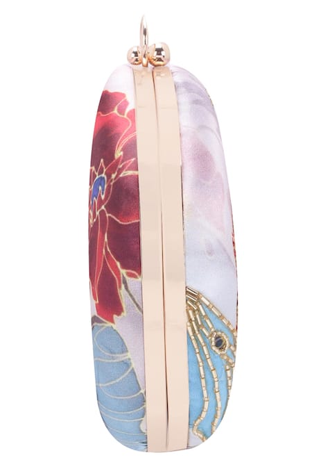 Nazaakat By Samara Singh_Pink Beads, Embroidery, Sequins Floral Round Clutch With Sling _Online_at_Aza_Fashions