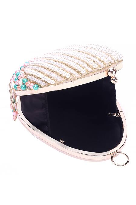 Nazaakat By Samara Singh Off White Pearls, Beads, Chains And Embellished Clutch Bag Online at Aza Fashions Nazaakat By Samara Singh_Off White Pearls, Beads, Chains And Embellished Clutch Bag_Online_at_Aza_Fashions