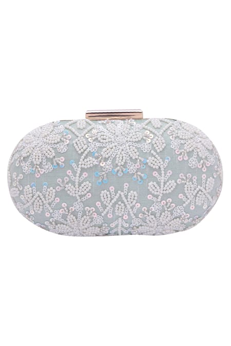 Buy_Nazaakat By Samara Singh_Blue Beads, Sequins Beaded And Embroidered Clutch Bag _Online_at_Aza_Fashions