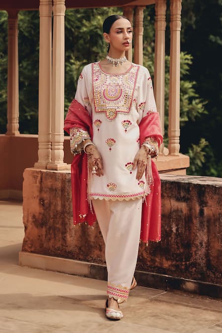 Buy Ajiesh Oberoi Ivory Tissue Mirrors, Embroidery, Sequins Round Noorani Grace Kurta Salwar Set Online at Aza Fashions Buy_Ajiesh Oberoi_Ivory Tissue Mirrors, Embroidery, Sequins Round Noorani Grace Kurta Salwar Set _Online_at_Aza_Fashions