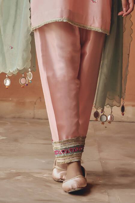 Ajiesh Oberoi Pink Silk, Tissue Mirrors, Beads, Embroidery, Sequins Sahar Kurta Salwar Set at Aza Fashions Ajiesh Oberoi_Pink Silk, Tissue Mirrors, Beads, Embroidery, Sequins Sahar Kurta Salwar Set _at_Aza_Fashions