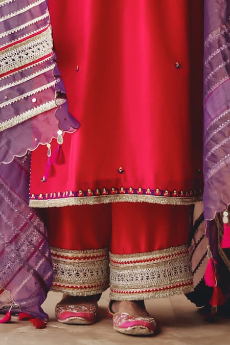 Ajiesh Oberoi Pink Tissue Mirrors, Embroidery, Sequins, Beads, Noor-e-gulabi Kurta Pant Set Online at Aza Fashions Ajiesh Oberoi_Pink Tissue Mirrors, Embroidery, Sequins, Beads, Noor-e-gulabi Kurta Pant Set _Online_at_Aza_Fashions