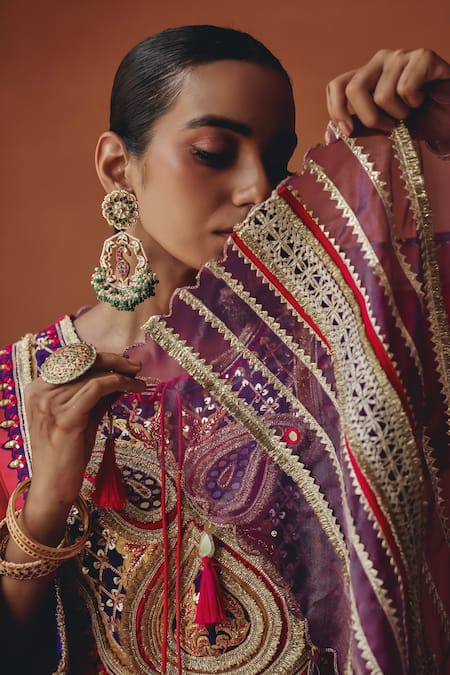 Buy Ajiesh Oberoi Pink Tissue Mirrors, Embroidery, Sequins, Beads, Noor-e-gulabi Kurta Pant Set Buy_Ajiesh Oberoi_Pink Tissue Mirrors, Embroidery, Sequins, Beads, Noor-e-gulabi Kurta Pant Set