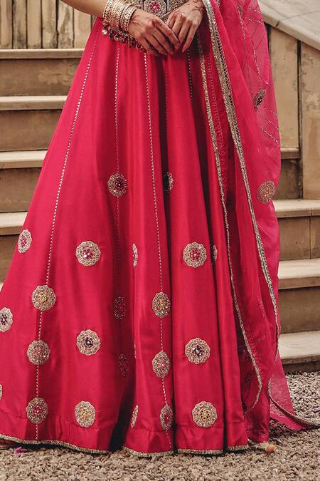 Ajiesh Oberoi_Silver Silk, Organza Mirrors, Sequins, Beads, Radiance Blouse Skirt Set _Online_at_Aza_Fashions