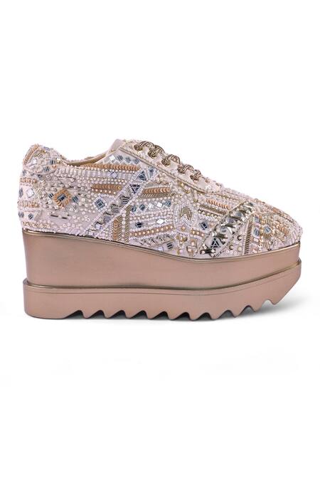 Anaar_Off White Mademoiselle Wedge Sneakers _Online_at_Aza_Fashions