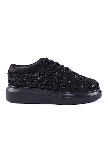 Anaar_Black Bijli Nova Classic Embroidered Sneakers _Online_at_Aza_Fashions