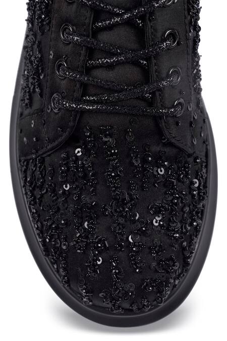 Anaar_Black Bijli Nova Classic Embroidered Sneakers _at_Aza_Fashions