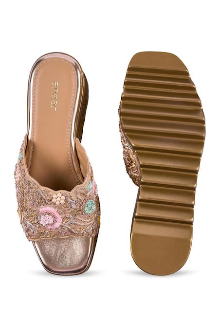 Shop_Anaar_Gold Embroidery, Beads, Pearls Bollynight Wedges _at_Aza_Fashions