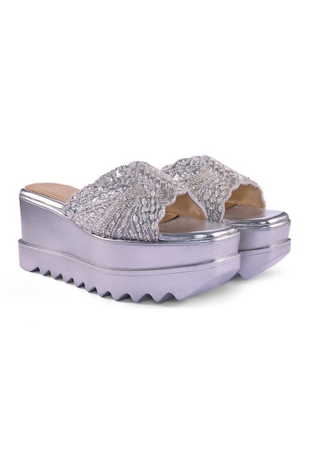 Anaar_Silver Beads, Sequins, Embroidery Chandni Wedges _Online_at_Aza_Fashions