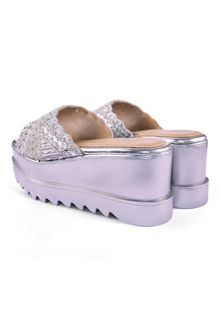 Buy_Anaar_Silver Beads, Sequins, Embroidery Chandni Wedges _Online_at_Aza_Fashions