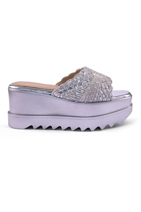 Anaar_Silver Beads, Sequins, Embroidery Chandni Wedges _at_Aza_Fashions